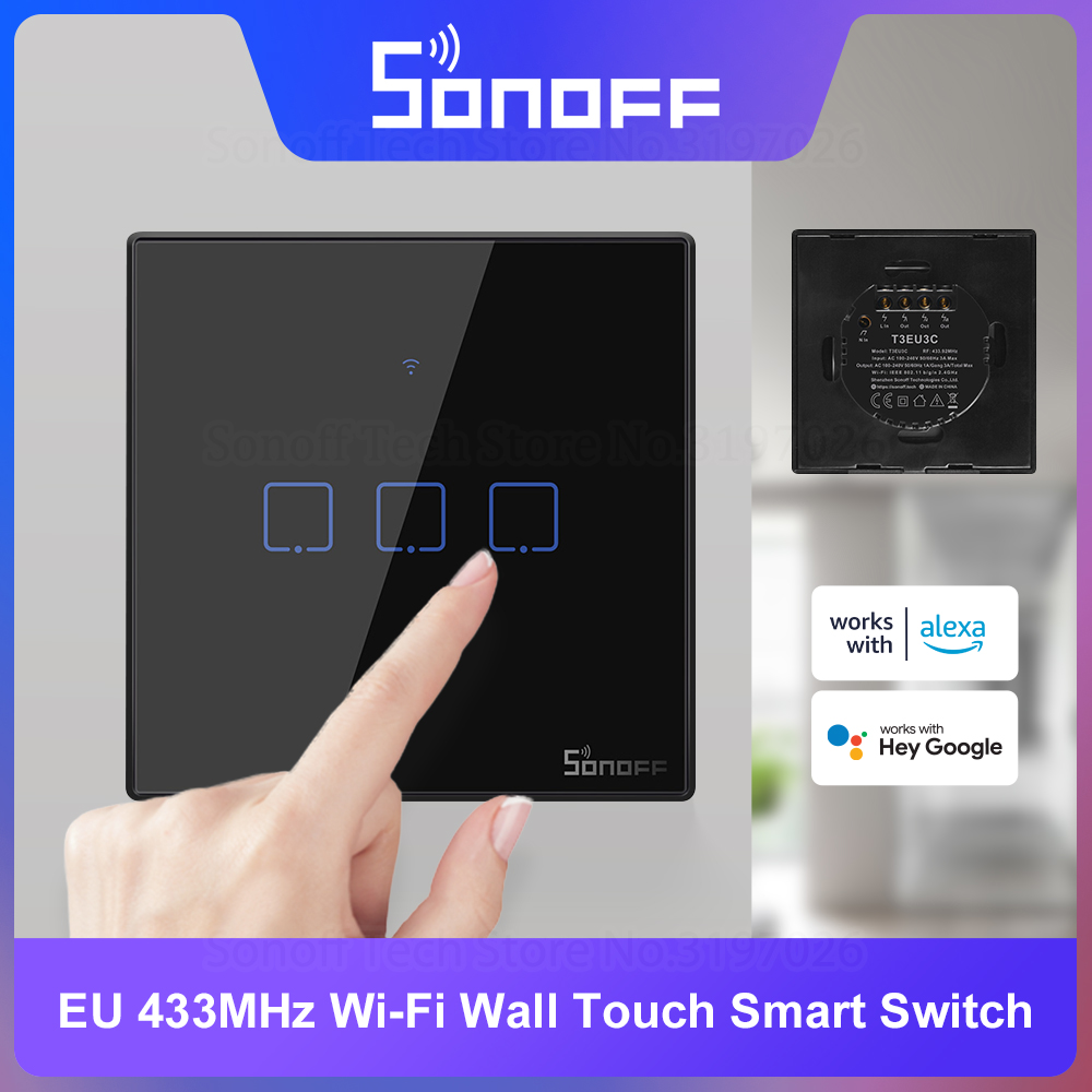 Sonoff Basic - SONOFF T3EU 블랙 와이파이 스마트 월