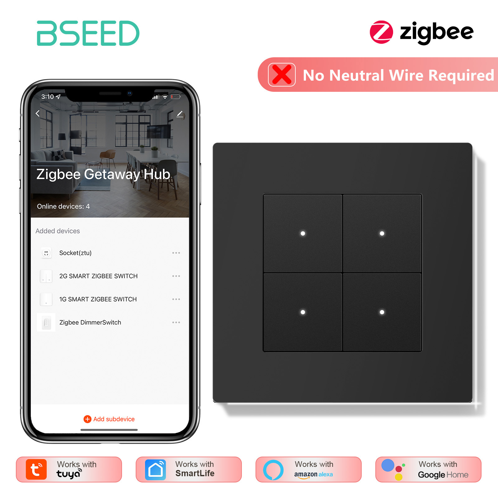 BSEED 1/2/3/4Gang Zigbee 라이트 스 - Tuya 4 Channel 리뷰 및 가격